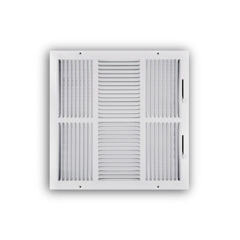 TRUaire 104M16X16, 16x16 4-Way Air Register, White Steel Sidewall & Ceiling Air Vent, 104M Series