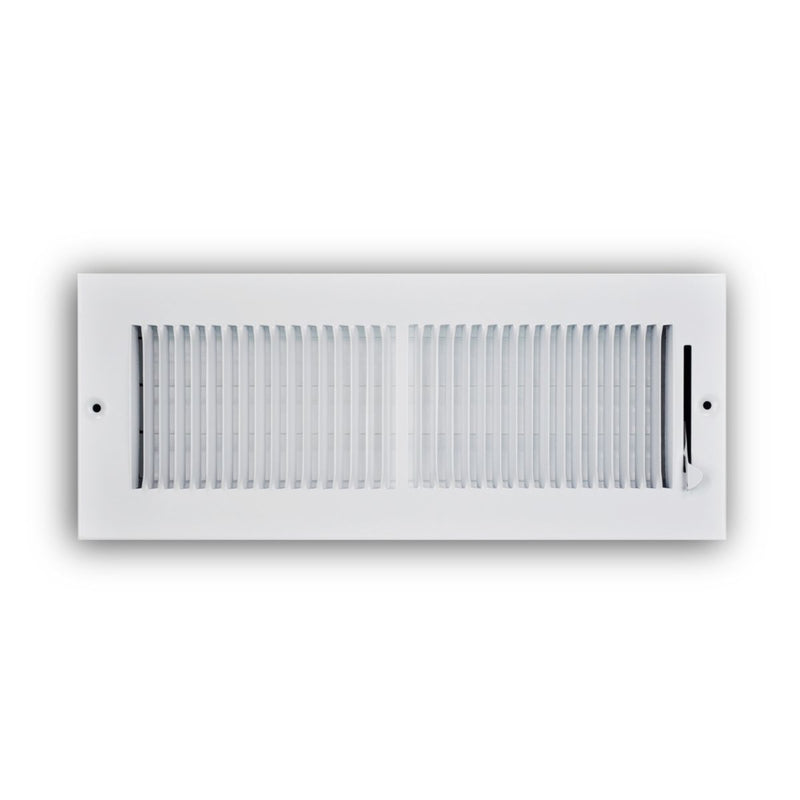 TRUaire 132M12X04, 12x4 2-Way Air Register, White Steel Sidewall & Ceiling Air Vent, 132M Series