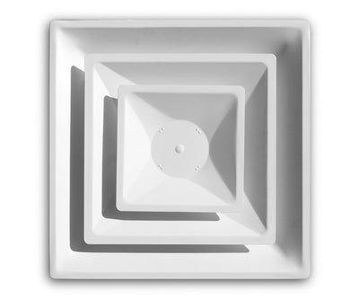 TRUaire 2003CD08, 24x24 T-Bar Lay-In Ceiling Diffuser, White Steel Ceiling Air Vent, 2003CD Series