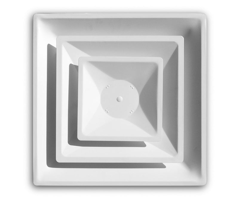 TRUaire 2003CD08, 24x24 T-Bar Lay-In Ceiling Diffuser, White Steel Ceiling Air Vent, 2003CD Series