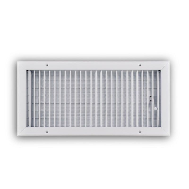 TRUaire 210VM18X08, 18x8 1-Way Air Register, White Steel Sidewall & Ceiling Air Vent, 210VM Series