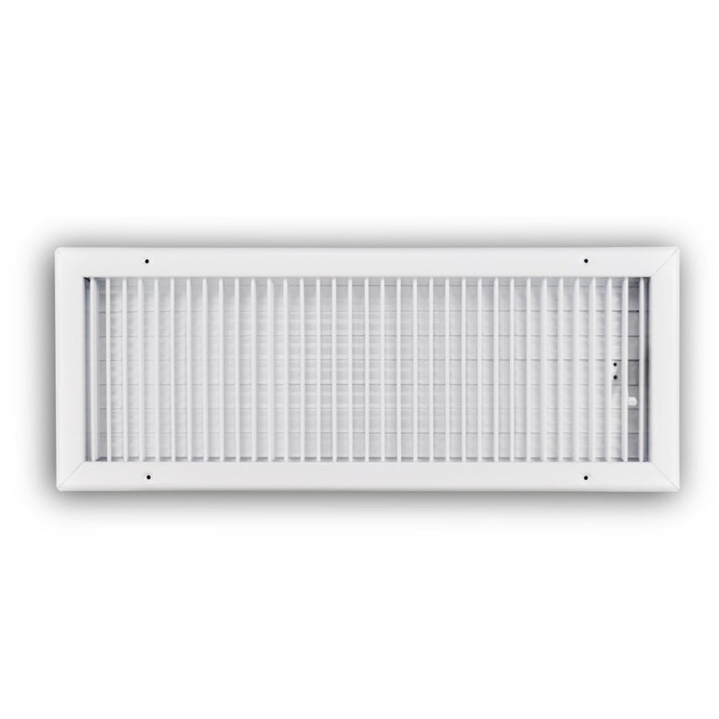 TRUaire 210VM24X08, 24x8 1-Way Air Register, White Steel Sidewall & Ceiling Air Vent, 210VM Series