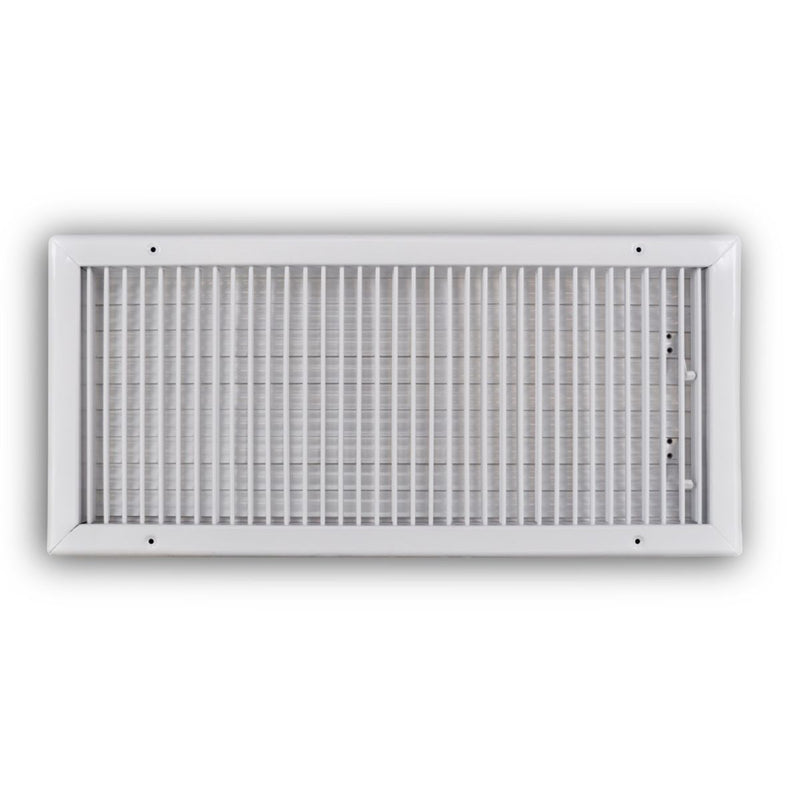TRUaire 210VM24X10, 24x10 1-Way Air Register, White Steel Sidewall & Ceiling Air Vent, 210VM Series