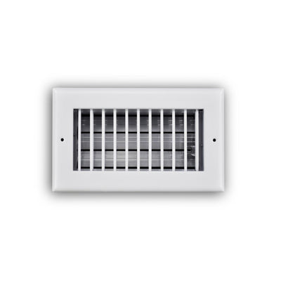 TRUaire 210VO08X04, 8x4 Single Deflection Air Register, White Steel Sidewall & Ceiling Air Vent with Opposed Blade Damper, 210VO Series