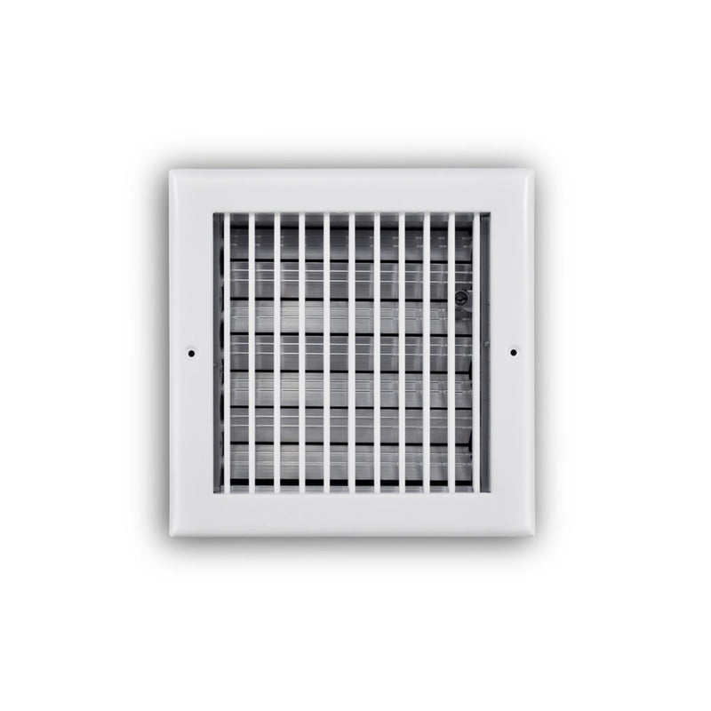 TRUaire 210VO08X08, 8x8 Single Deflection Air Register, White Steel Sidewall & Ceiling Air Vent with Opposed Blade Damper, 210VO Series