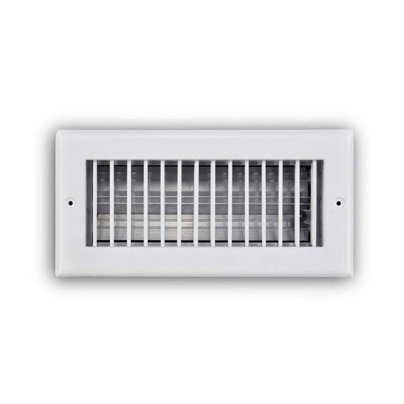 TRUaire 210VO10X04, 10x4 Single Deflection Air Register, White Steel Sidewall & Ceiling Air Vent with Opposed Blade Damper, 210VO Series