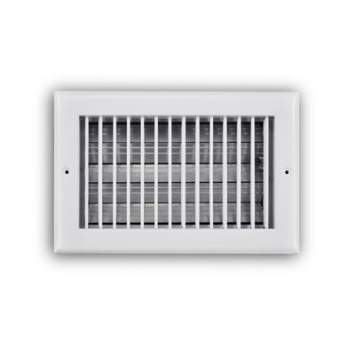 TRUaire 210VO10X06, 10x6 Single Deflection Air Register, White Steel Sidewall & Ceiling Air Vent with Opposed Blade Damper, 210VO Series