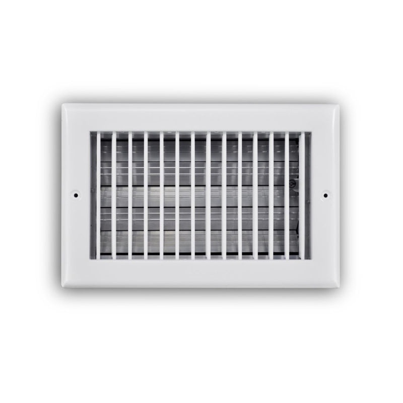TRUaire 210VO10X06, 10x6 Single Deflection Air Register, White Steel Sidewall & Ceiling Air Vent with Opposed Blade Damper, 210VO Series