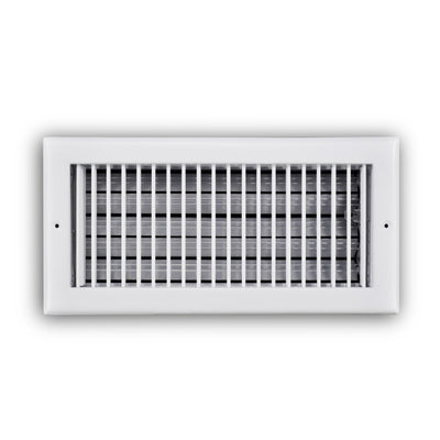 TRUaire 210VO14X06, 14x6 Single Deflection Air Register, White Steel Sidewall & Ceiling Air Vent with Opposed Blade Damper, 210VO Series