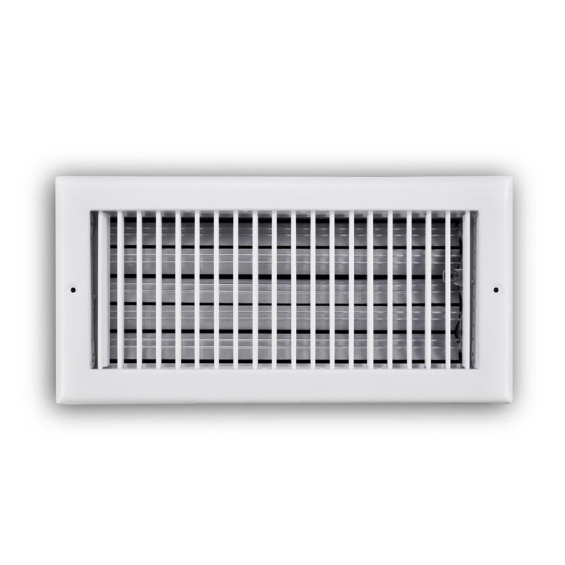 TRUaire 210VO14X06, 14x6 Single Deflection Air Register, White Steel Sidewall & Ceiling Air Vent with Opposed Blade Damper, 210VO Series