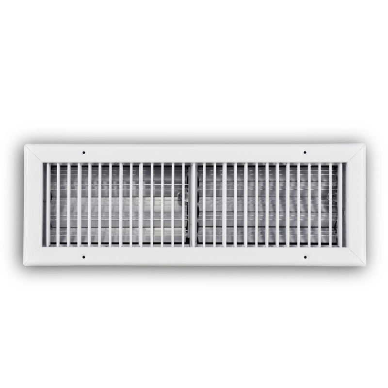 TRUaire 210VO20X06, 20x6 Single Deflection Air Register, White Steel Sidewall & Ceiling Air Vent with Opposed Blade Damper, 210VO Series