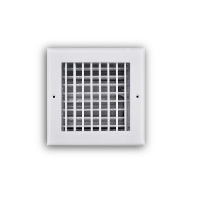 TRUaire 220VO06X06, 6x6 Double Deflection Air Register, White Steel Sidewall & Ceiling Air Vent with Opposed Blade Damper, 220VO Series
