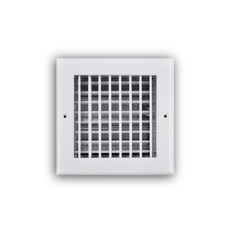 TRUaire 220VO06X06, 6x6 Double Deflection Air Register, White Steel Sidewall & Ceiling Air Vent with Opposed Blade Damper, 220VO Series