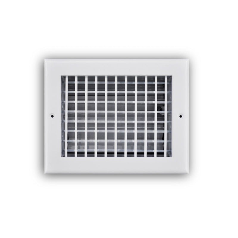 TRUaire 220VO08X06, 8x6 Double Deflection Air Register, White Steel Sidewall & Ceiling Air Vent with Opposed Blade Damper, 220VO Series