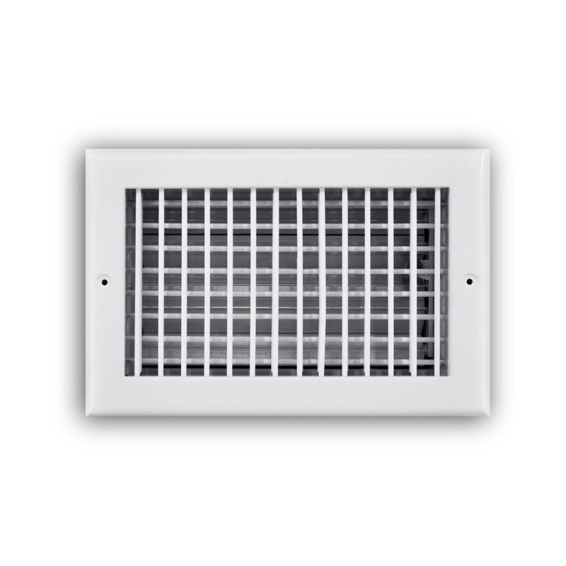 TRUaire 220VO10X06, 10x6 Double Deflection Air Register, White Steel Sidewall & Ceiling Air Vent with Opposed Blade Damper, 220VO Series