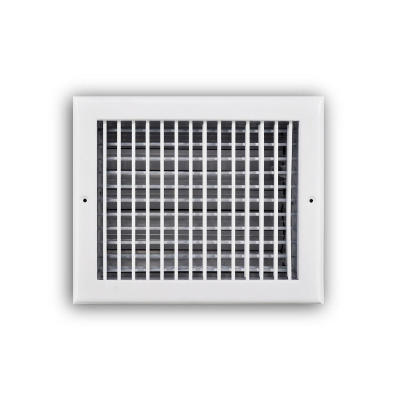 TRUaire 220VO10X08, 10x8 Double Deflection Air Register, White Steel Sidewall & Ceiling Air Vent with Opposed Blade Damper, 220VO Series