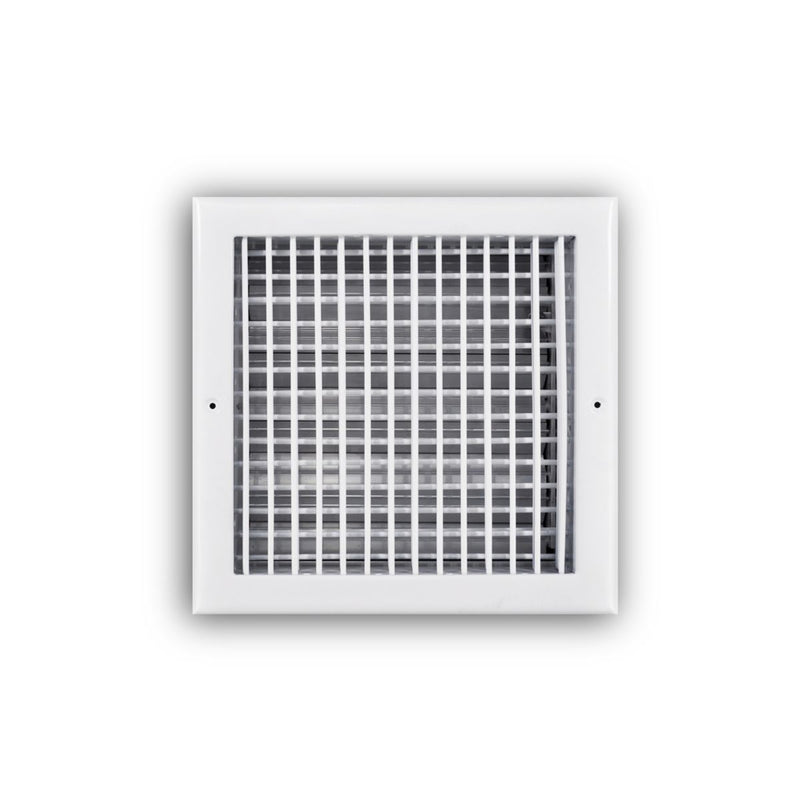 TRUaire 220VO10X10, 10x10 Double Deflection Air Register, White Steel Sidewall & Ceiling Air Vent with Opposed Blade Damper, 220VO Series