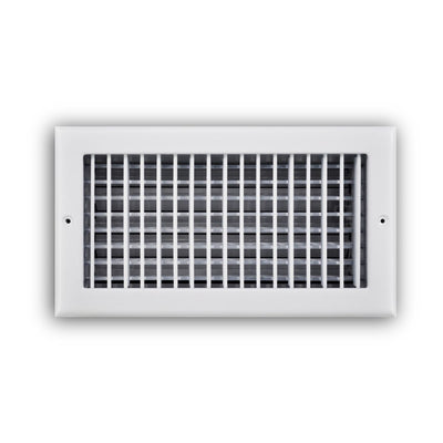 TRUaire 220VO12X06, 12x6 Double Deflection Air Register, White Steel Sidewall & Ceiling Air Vent with Opposed Blade Damper, 220VO Series