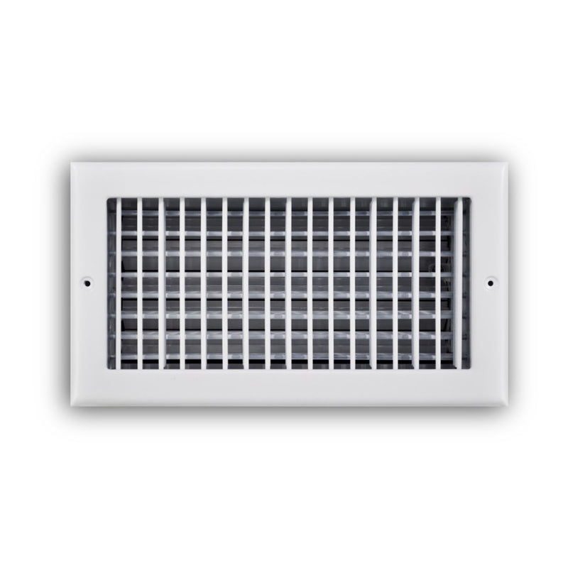 TRUaire 220VO12X06, 12x6 Double Deflection Air Register, White Steel Sidewall & Ceiling Air Vent with Opposed Blade Damper, 220VO Series