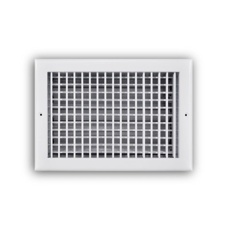 TRUaire 220VO12X08, 12x8 Double Deflection Air Register, White Steel Sidewall & Ceiling Air Vent with Opposed Blade Damper, 220VO Series