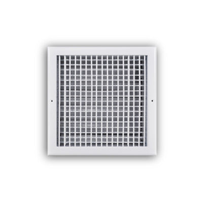 TRUaire 220VO12X12, 12x12 Double Deflection Air Register, White Steel Sidewall & Ceiling Air Vent with Opposed Blade Damper, 220VO Series