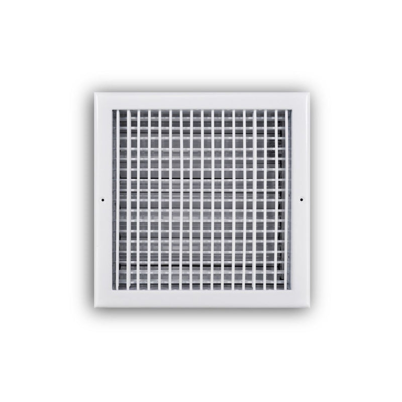 TRUaire 220VO12X12, 12x12 Double Deflection Air Register, White Steel Sidewall & Ceiling Air Vent with Opposed Blade Damper, 220VO Series