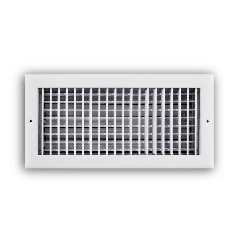 TRUaire 220VO14X06, 14x6 Double Deflection Air Register, White Steel Sidewall & Ceiling Air Vent with Opposed Blade Damper, 220VO Series