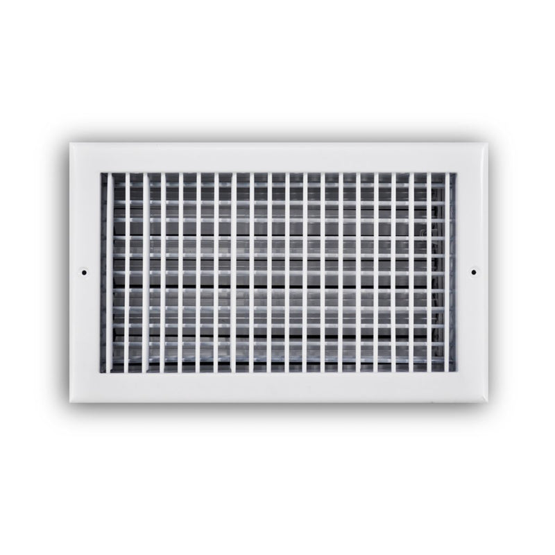 TRUaire 220VO14X08, 14x8 Double Deflection Air Register, White Steel Sidewall & Ceiling Air Vent with Opposed Blade Damper, 220VO Series