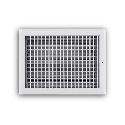 TRUaire 220VO14X10, 14x10 Double Deflection Air Register, White Steel Sidewall & Ceiling Air Vent with Opposed Blade Damper, 220VO Series