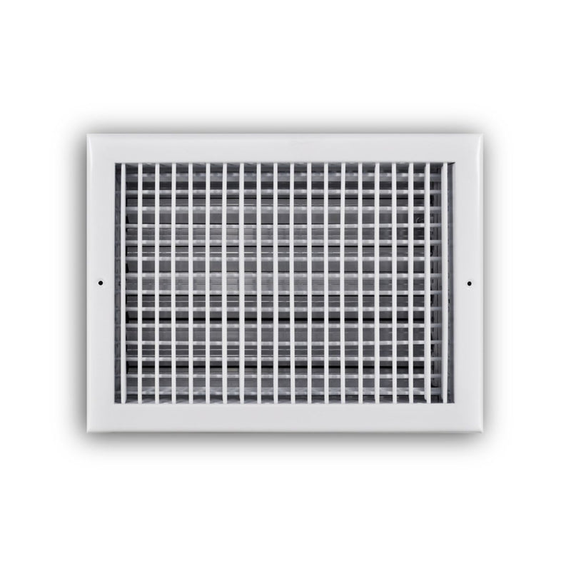 TRUaire 220VO14X10, 14x10 Double Deflection Air Register, White Steel Sidewall & Ceiling Air Vent with Opposed Blade Damper, 220VO Series