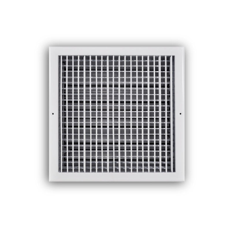 TRUaire 220VO14X14, 14x14 Double Deflection Air Register, White Steel Sidewall & Ceiling Air Vent with Opposed Blade Damper, 220VO Series