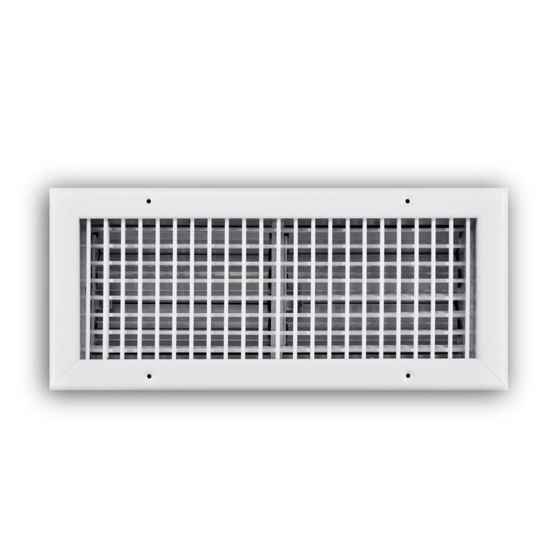 TRUaire 220VO16X06, 16x6 Double Deflection Air Register, White Steel Sidewall & Ceiling Air Vent with Opposed Blade Damper, 220VO Series