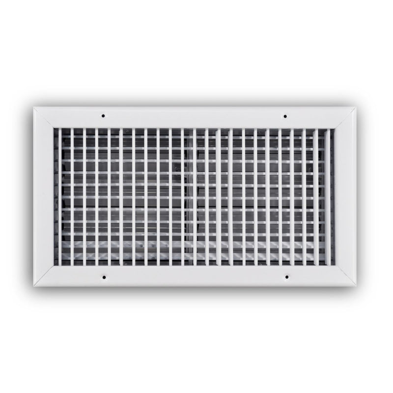 TRUaire 220VO16X08, 16x8 Double Deflection Air Register, White Steel Sidewall & Ceiling Air Vent with Opposed Blade Damper, 220VO Series