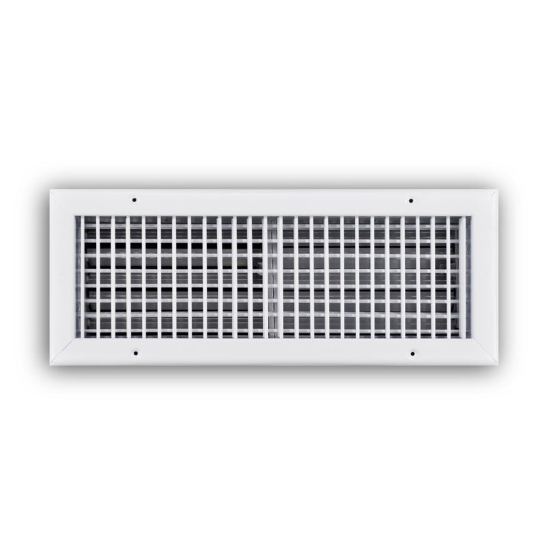 TRUaire 220VO18X06, 18x6 Double Deflection Air Register, White Steel Sidewall & Ceiling Air Vent with Opposed Blade Damper, 220VO Series