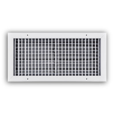 TRUaire 220VO18X08, 18x8 Double Deflection Air Register, White Steel Sidewall & Ceiling Air Vent with Opposed Blade Damper, 220VO Series