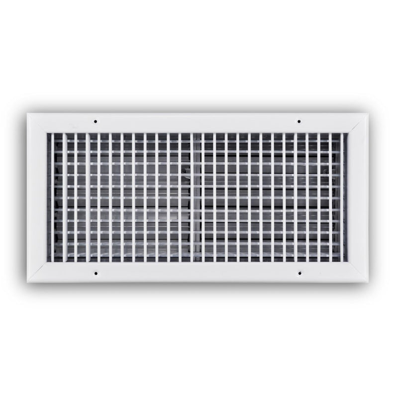 TRUaire 220VO18X08, 18x8 Double Deflection Air Register, White Steel Sidewall & Ceiling Air Vent with Opposed Blade Damper, 220VO Series