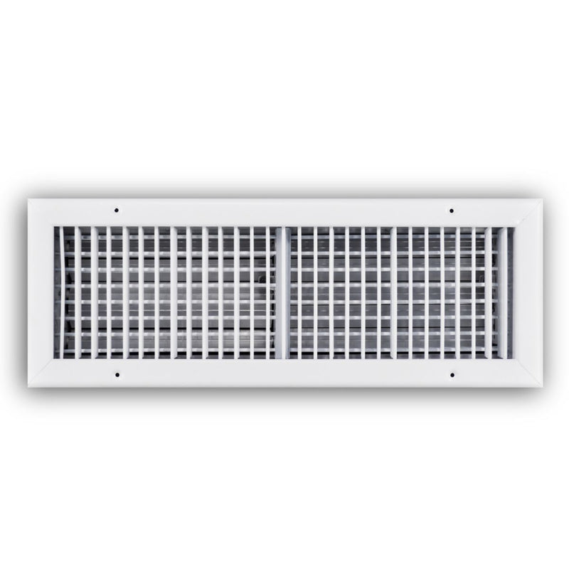 TRUaire 220VO20X06, 20x6 Double Deflection Air Register, White Steel Sidewall & Ceiling Air Vent with Opposed Blade Damper, 220VO Series