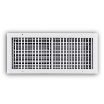 TRUaire 220VO20X08, 20x8 Double Deflection Air Register, White Steel Sidewall & Ceiling Air Vent with Opposed Blade Damper, 220VO Series