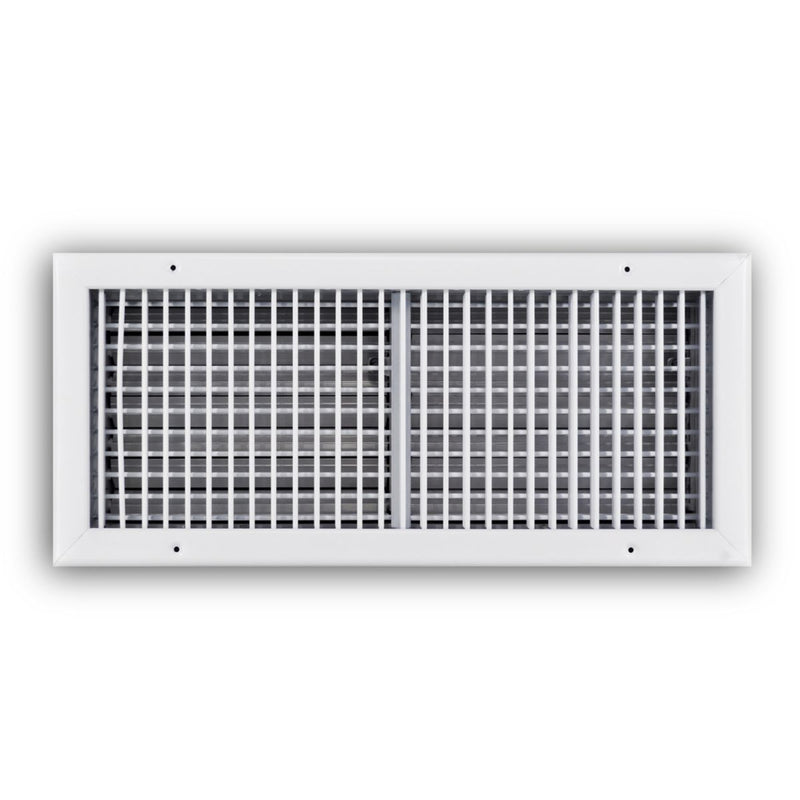 TRUaire 220VO20X08, 20x8 Double Deflection Air Register, White Steel Sidewall & Ceiling Air Vent with Opposed Blade Damper, 220VO Series