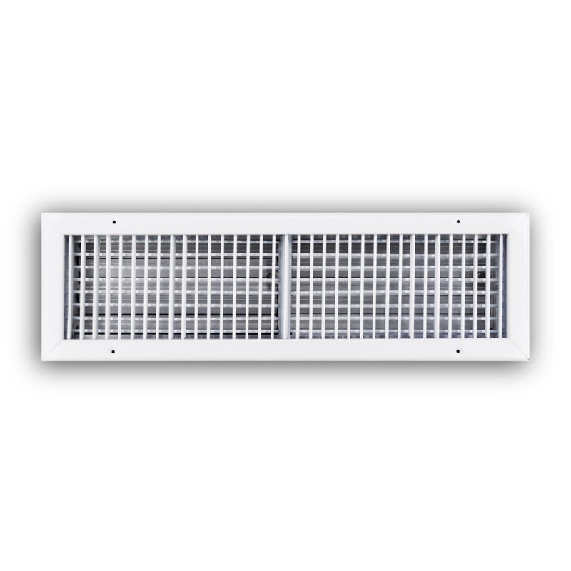 TRUaire 220VO24X06, 24x6 Double Deflection Air Register, White Steel Sidewall & Ceiling Air Vent with Opposed Blade Damper, 220VO Series