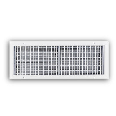 TRUaire 220VO24X08, 24x8 Double Deflection Air Register, White Steel Sidewall & Ceiling Air Vent with Opposed Blade Damper, 220VO Series