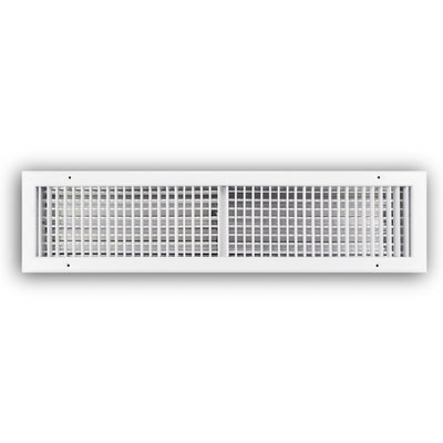 TRUaire 220VO30X08, 30x8 Double Deflection Air Register, White Steel Sidewall & Ceiling Air Vent with Opposed Blade Damper, 220VO Series