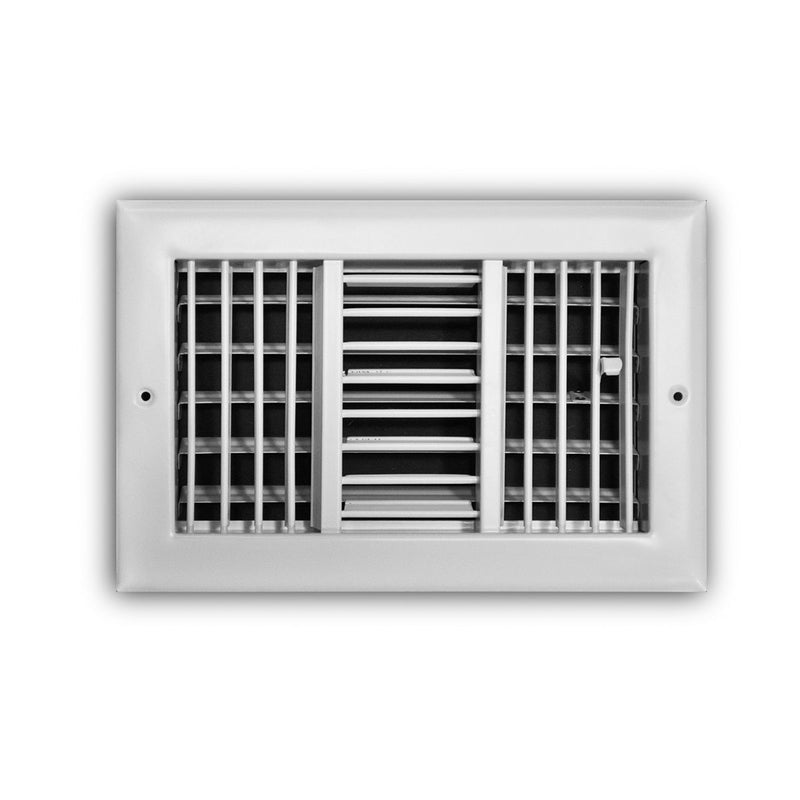 TRUaire 230VM10X06, 10x6 3-Way Air Register, White Steel Sidewall & Ceiling Air Vent, 230VM Series