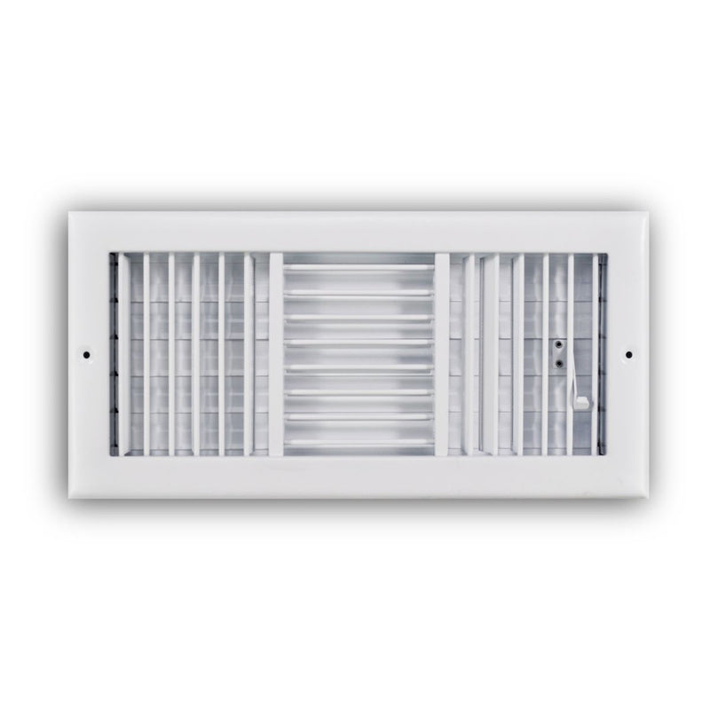 TRUaire 230VM14X06, 14x6 3-Way Air Register, White Steel Sidewall & Ceiling Air Vent, 230VM Series