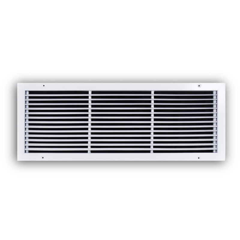 TRUaire 27030X10, 30x10 Return Air Grille, Fixed Bar, White Steel Wall & Ceiling Vent Cover, 270 Series