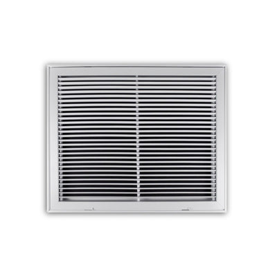TRUaire 29025X20, 25x20 Return Air Filter Grille, Fixed Bar, White Steel Filter Back Vent Cover, Fits 25x20x1 Filter, 290 Series