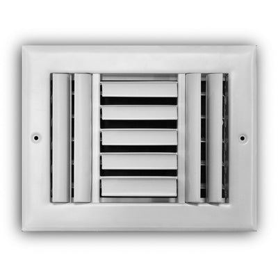 TRUaire 303M08X06, 8x6 3-Way Air Register, White Steel Sidewall & Ceiling Air Vent, 303M Series