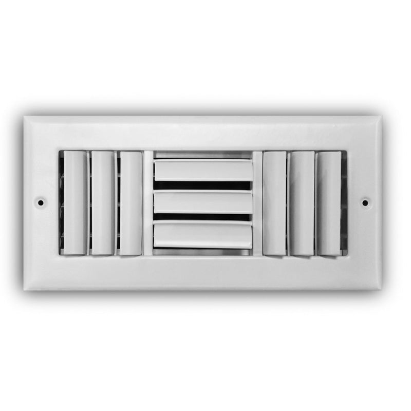TRUaire 303M10X04, 10x4 3-Way Air Register, White Steel Sidewall & Ceiling Air Vent, 303M Series