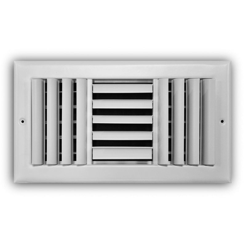 TRUaire 303M12X06, 12x6 3-Way Air Register, White Steel Sidewall & Ceiling Air Vent, 303M Series
