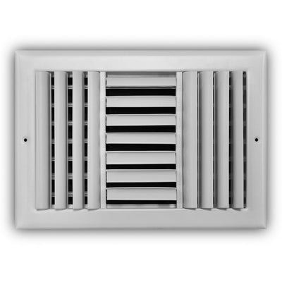 TRUaire 303M12X08, 12x8 3-Way Air Register, White Steel Sidewall & Ceiling Air Vent, 303M Series